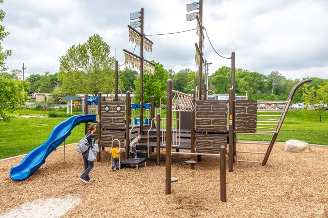 The pirate ship-themed playground at Columbus Park will keep children entertained for hours.