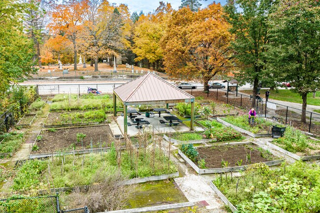 A community garden is located at Sheridan-Emmett Park.