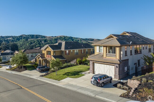 Homes on a hilly street in Dublin's Silvergate neighborhood feature spectacular views.