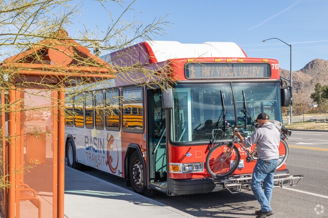 Find convenient access to bus lines along 29 Palms Hwy in Joshua Tree.