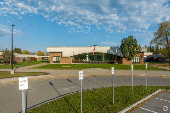 Soule Road Elementary shared bldg with parking signs