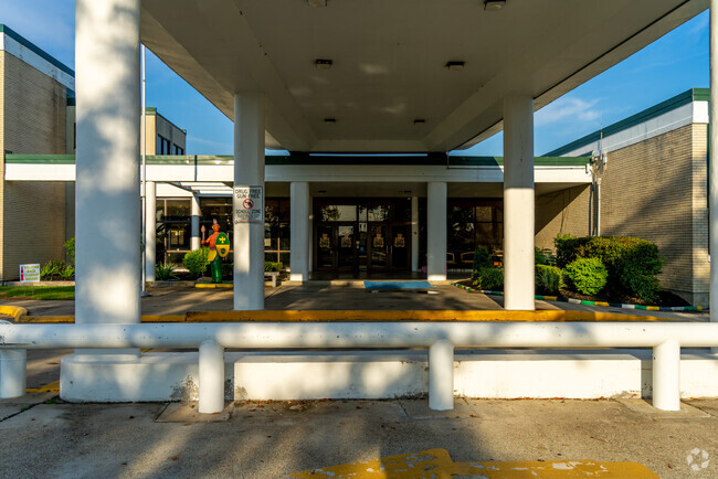 A view of the Washington-Marion Magnet High School buildings from the street.