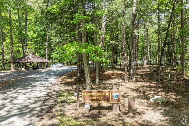 Buchanan's Birthplace State Park is 5 miles south of Fort Loudon and has a memorial to the birthplace of James Buchanan, along with walking trails and fishing spots.