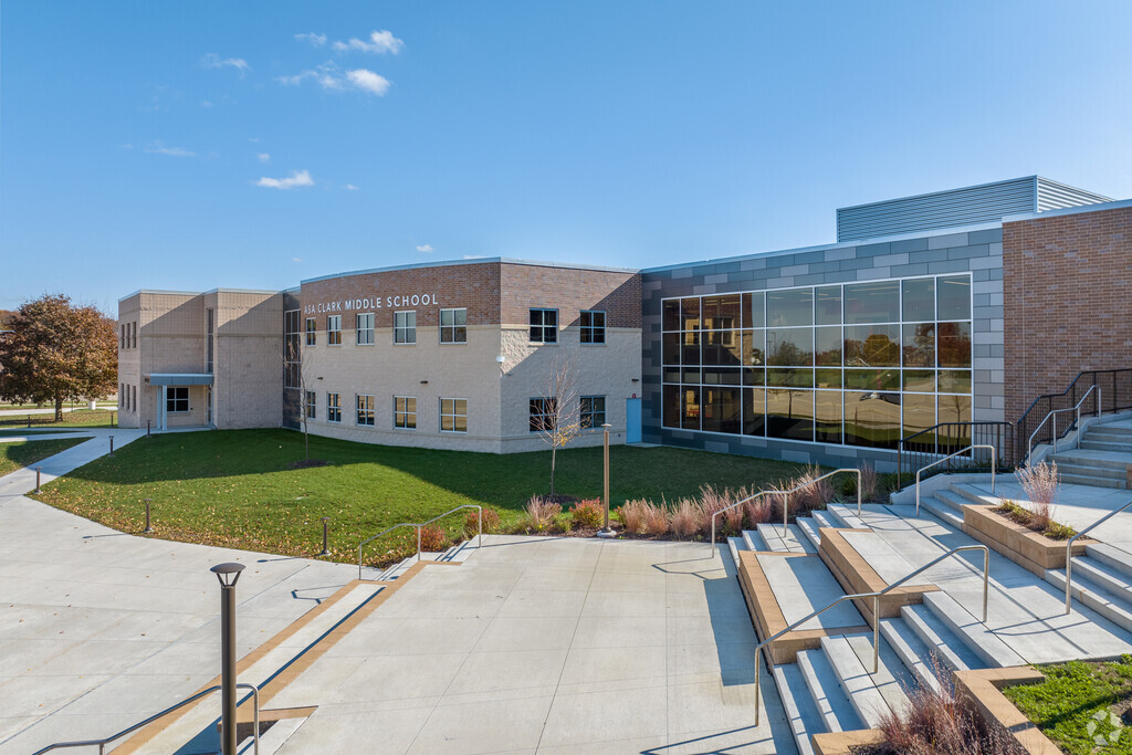 Asa Clark Middle School and exterior steps for outdoor learning.