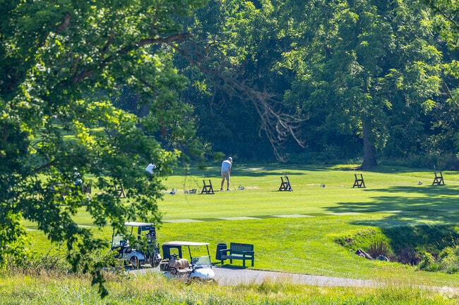 Golfers in Birmingham Township can warm up on the driving range before hitting 18 holes at Radley Run Country Club.