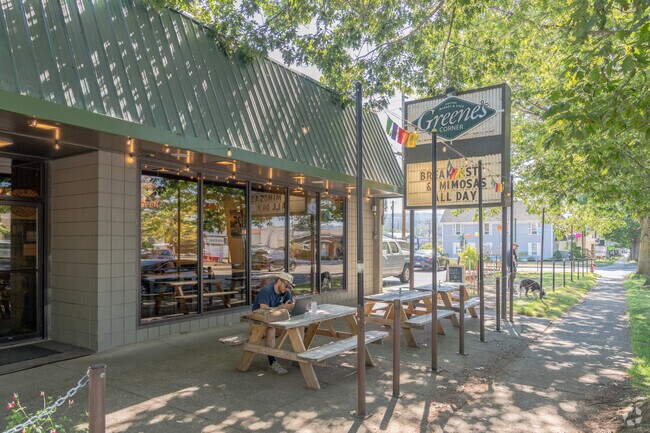 Enjoy a cup of coffee while working remotely at Greene’s Corner in Sunnyland.
