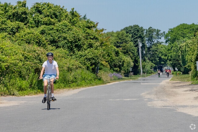 Bridgehampton residents can bike down to beaches for swimming and surfing.