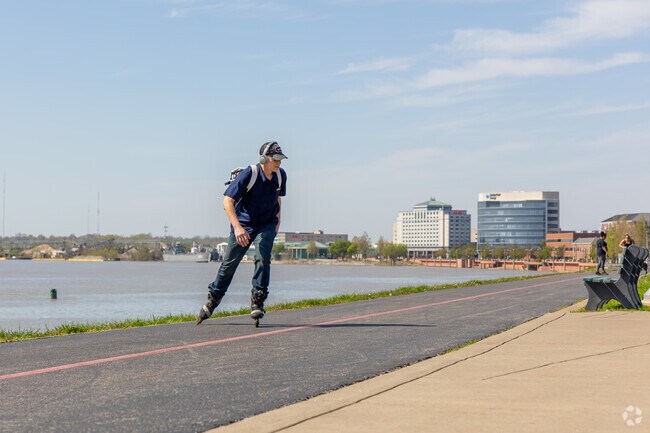 Glenwood rollerbladers enjoy the 1.5 mile-long trail along the Ohio River in Evansville.