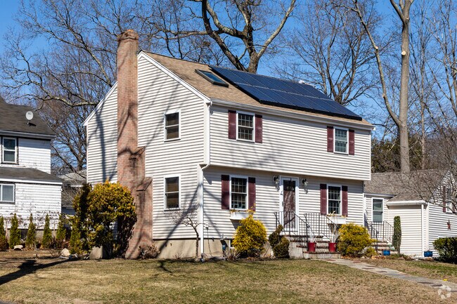 Colonial homes are common around the Brush Hill neighborhood.