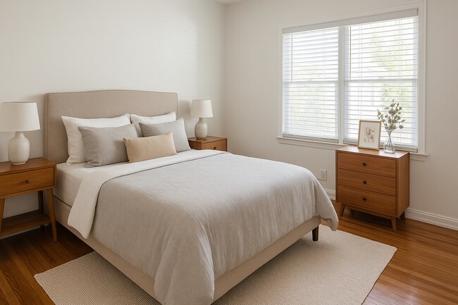 STAGED image of larger bedroom