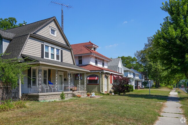 Rows of unique homes sit closely together in Grant.