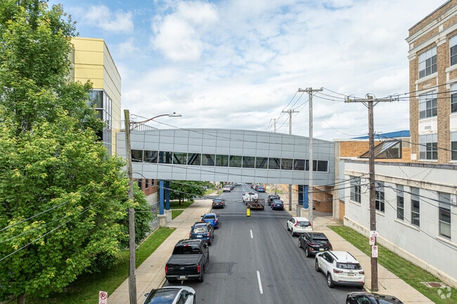 A breezeway connects the original William Allen High School building to the newer portion.