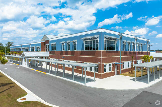 Willow Oak School has blue hues on its exterior to show its BlueJay Pride