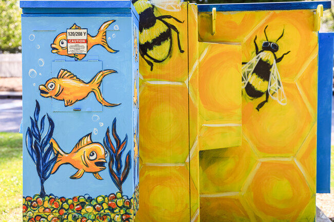 Artwork covers the utilities box at Augusta Prep Day School in Augusta, GA.