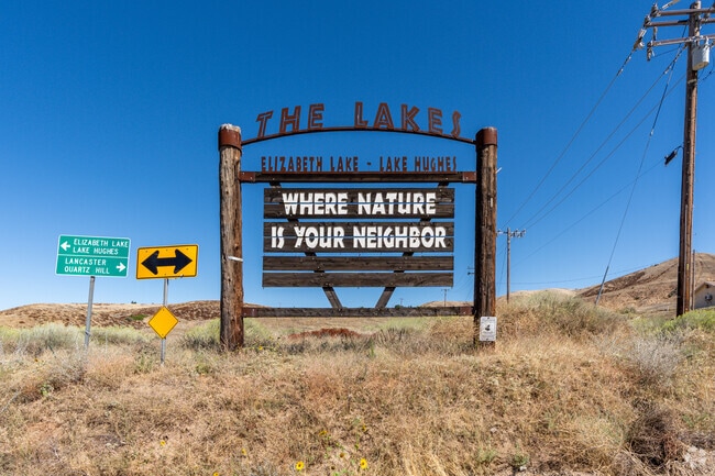 A sign in Lake Hughes proclaims that nature is your neighbor.
