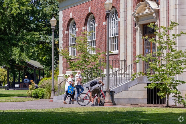Residents of Memorial Park flock to the public library to browse the books.