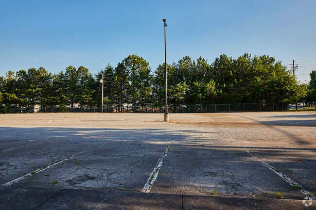 The DeKalb School of the Arts has a large parking lot.