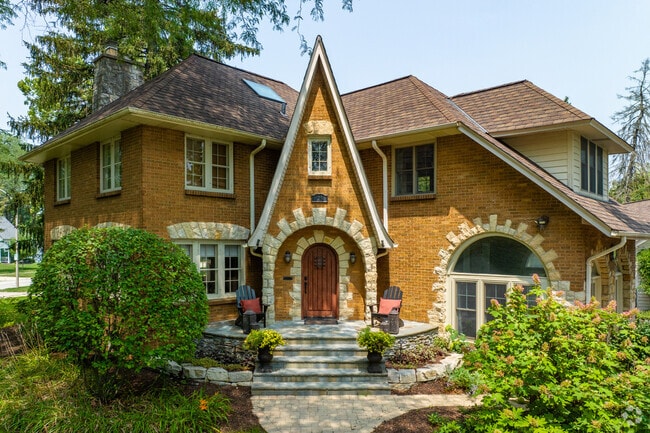 Beautiful Tudor-style homes are located in North Downtown Naperville.