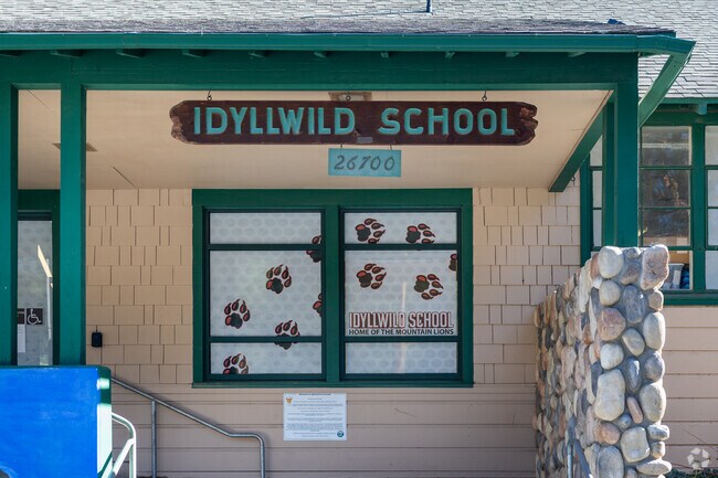 A welcoming entrance is seen at Idyllwild School.