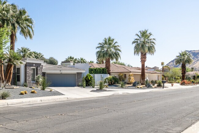 Palm trees line the quiet residential streets of Andreas Hills.