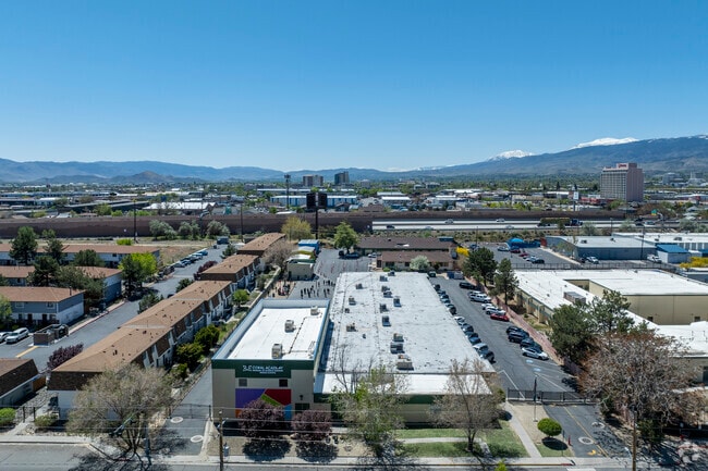 An aerial view of Coral Academy of Science Middle School facing South.