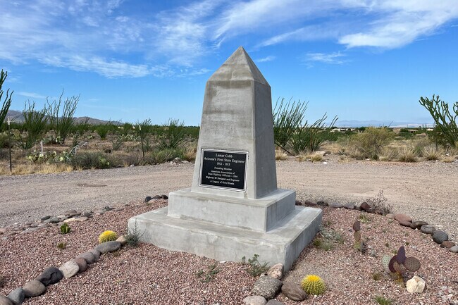The Lamar Cobb Memorial Marker in Vail is dedicated to Arizona's first highway engineer.