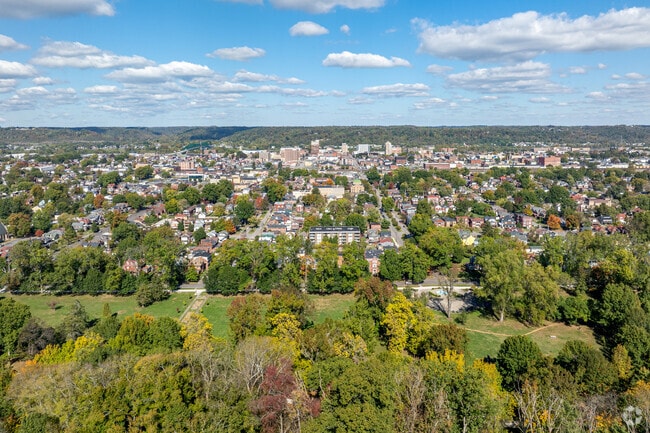 The view back towards downtown Huntington from the top of the Southern Hills neighborhood.