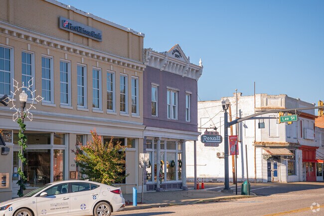 Retail shops in historical buildings line the main street of Johnston.