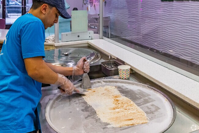 I.CE.NY specializes in rolled ice cream in Baldwin Park.