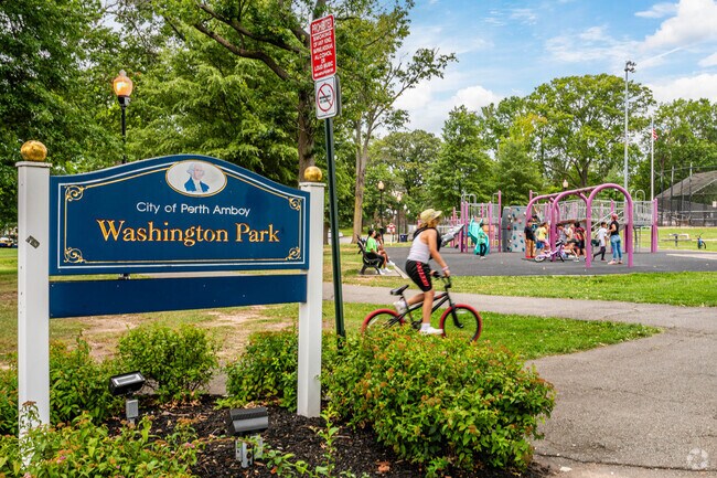 Washington Park's children's playground are is quite active all year round in Perth Amboy, NJ.