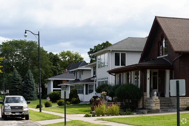 Sidewalks cut through grassy lawns to provide walkability throughout neighborhoods in Wabasha.