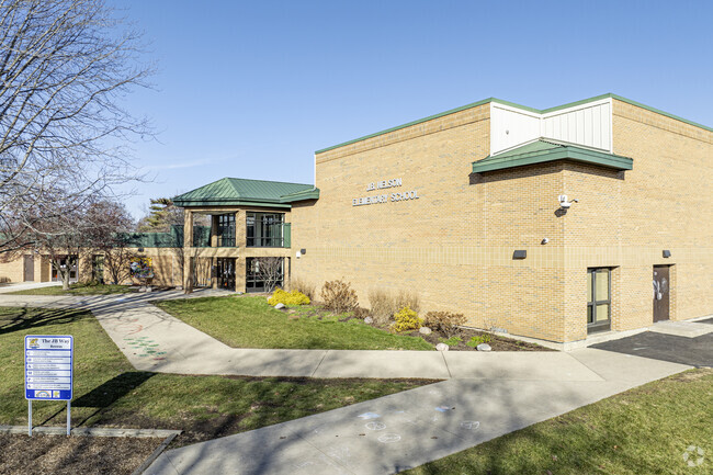 Enjoy the beautiful entrance that welcomes you at J B Nelson Elementary School.