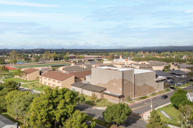 Elevated views of Woodbridge High School and the surrounding landscape.