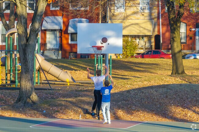 Kids of Reading Center City can enjoy a game of hoops at the courts at Riverfront Park.