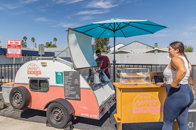 The Coffee Drop is a pop up stand conveniently located on Adams Avenue.