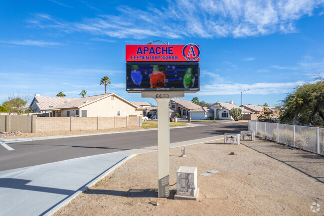 The monument sign greets you at Apache Elementary School in Peoria.