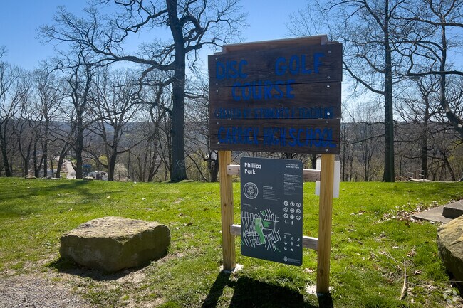 Student-built Disc Golf Course weaves much of the landscape of Phillips Park in Carrick neighborhood
