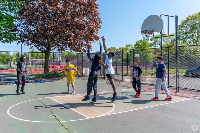East Rock Park in East Rock has many amenities, such as this basketball court.