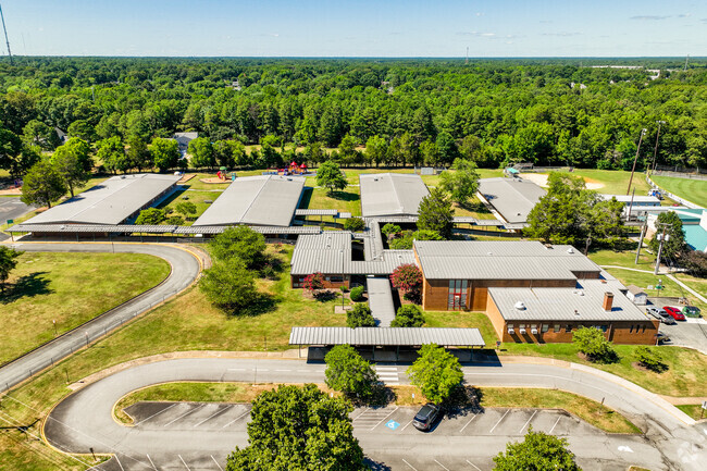 An aerial view of Johnson Elementary School.
