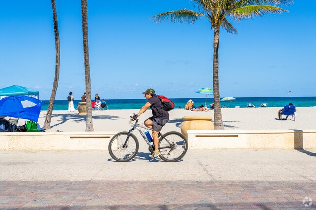 Bike along the scenic coastline of Hollywood Beach, just east of Driftwood Acres.