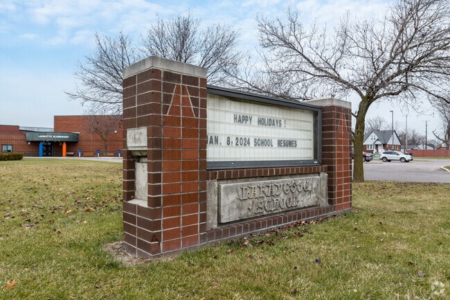 Lafayette School, signage.