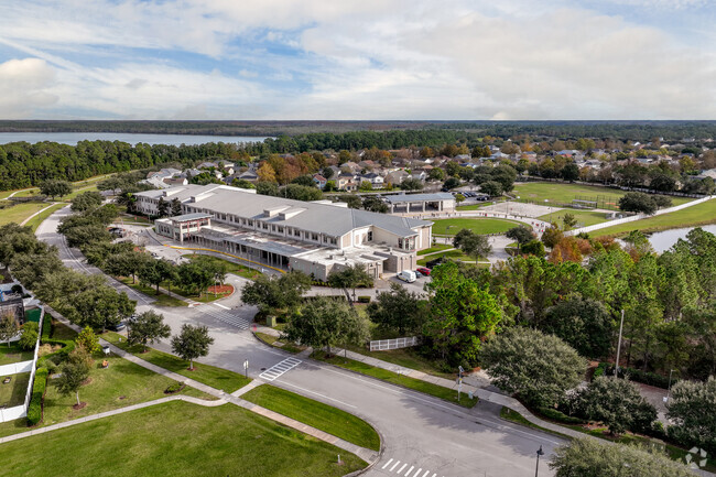 An aerial shot of Harmony Community School grounds.