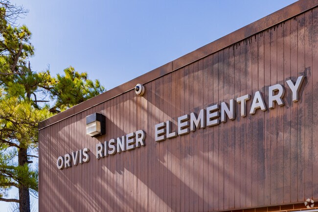 Close up shot of text of Orvis Risner Elementary School.