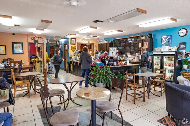 Locals meet with friends at Mama Lattes coffee shop and cafe in Milton.