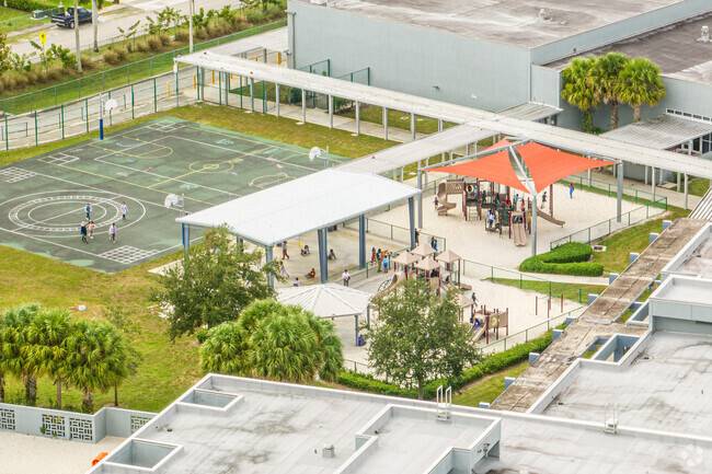 Colbert Elementary sports fields are right on the side of the kids playground in Hollywood, FL.