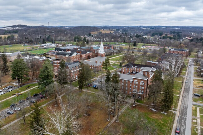 West Virginia Wesleyan College has a picturesque 110-acre campus where approximately 90% of students live on campus.