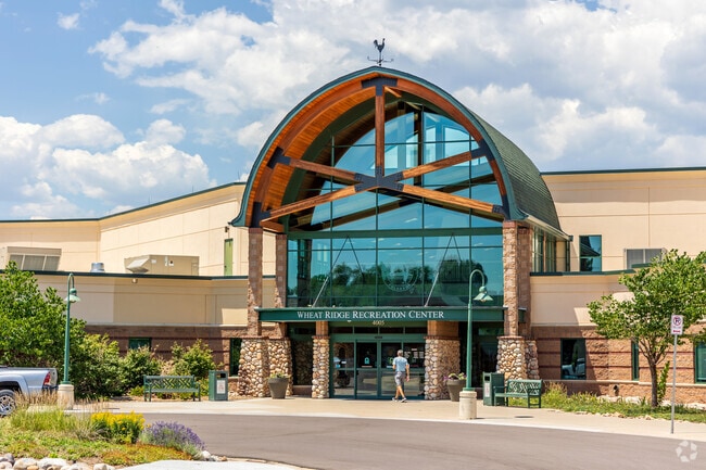 The Wheat Ridge Recreation Center feature a fitness room, sauna, hot tub, and climbing wall.