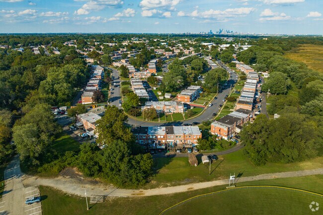 Homes nestled in lush greenery in Folcroft, PA.