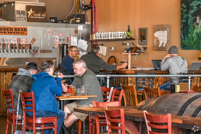 Locals gather for lunch and a cold one at Wooden Bear Brewing.