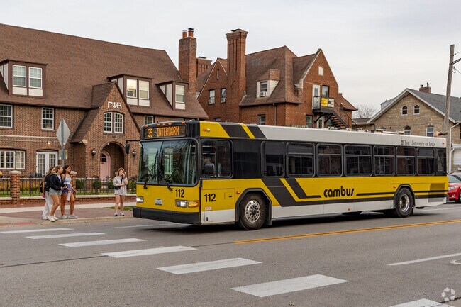 The free Cambus bus system connects Goosetown to the rest of Iowa City.
